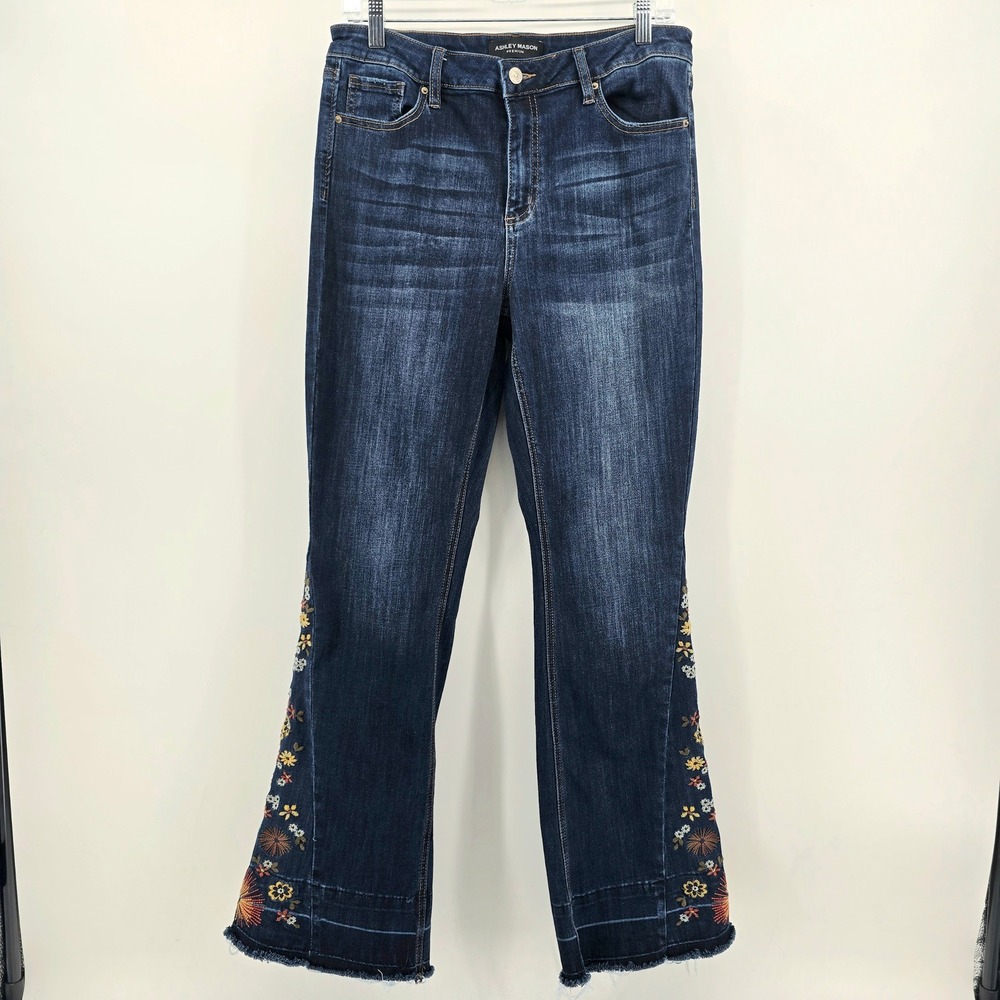 Jones New York Womens Size 10 Dark Wash Flare Jeans Stretch Mid Rise